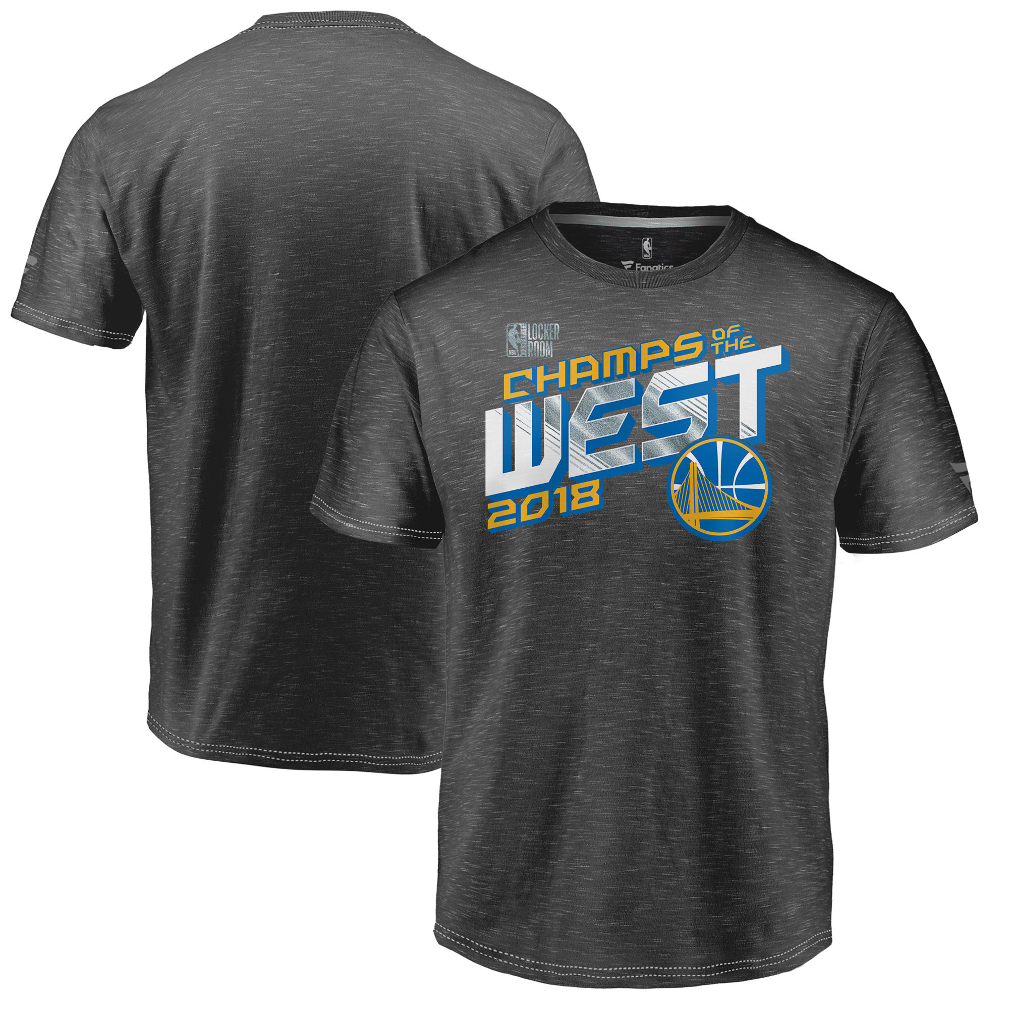 Golden State Warriors Fanatics Branded 2018 Western Conference Champions Locker Room T-Shirt Heather Charcoal