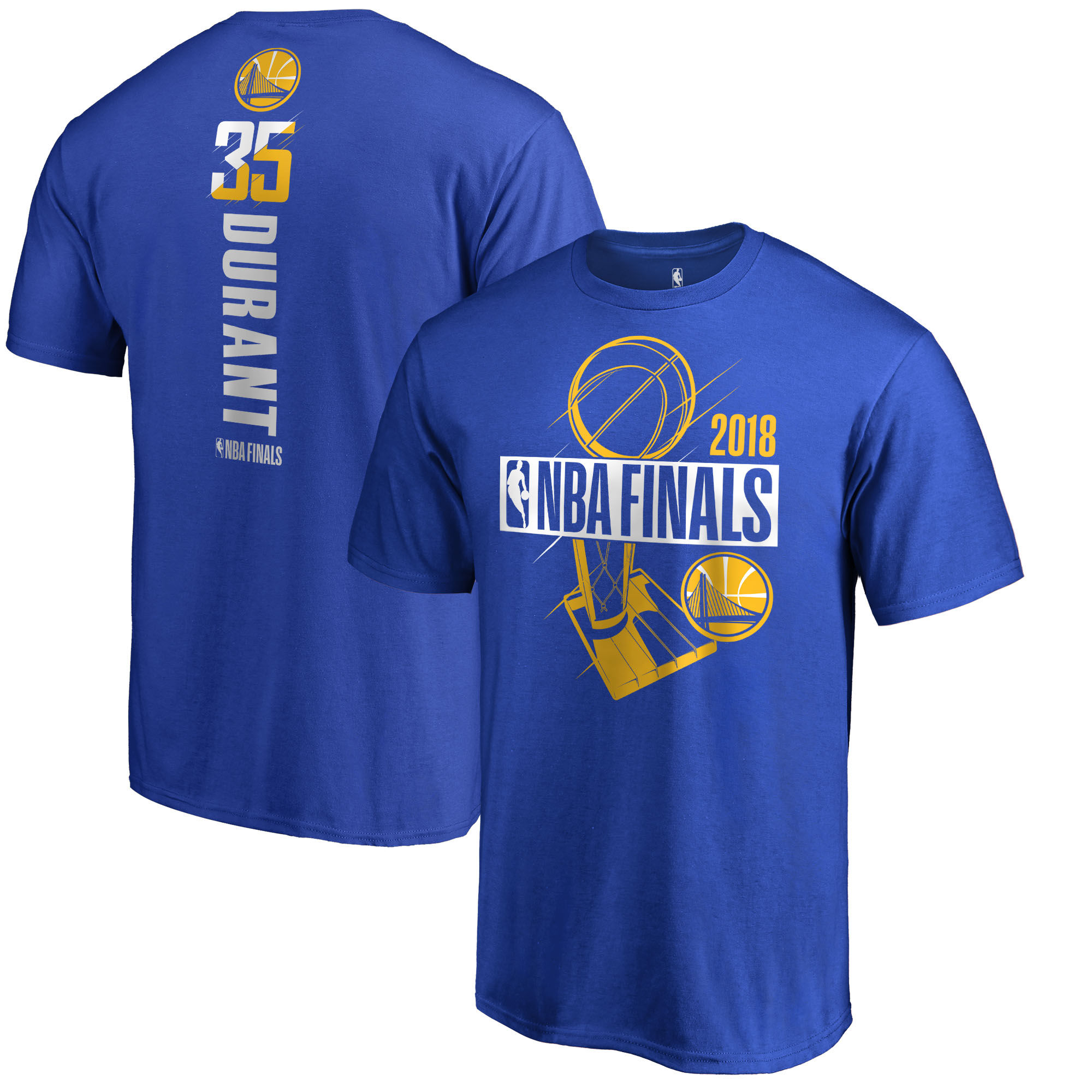 Golden State Warriors Kevin Durant Fanatics Branded 2018 NBA Finals Bound Name & Number T-Shirt Royal