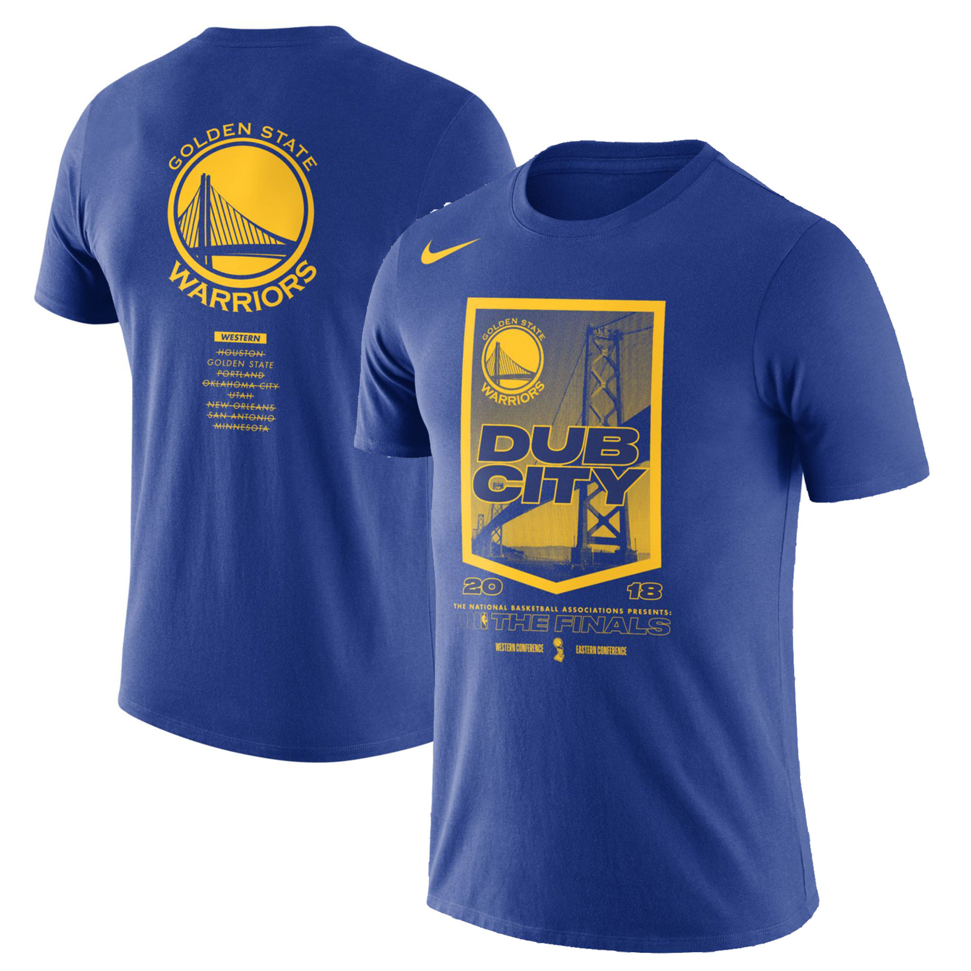 Golden State Warriors Nike 2018 NBA Finals Bound City DNA Cotton Performance T-Shirt¨CBlue