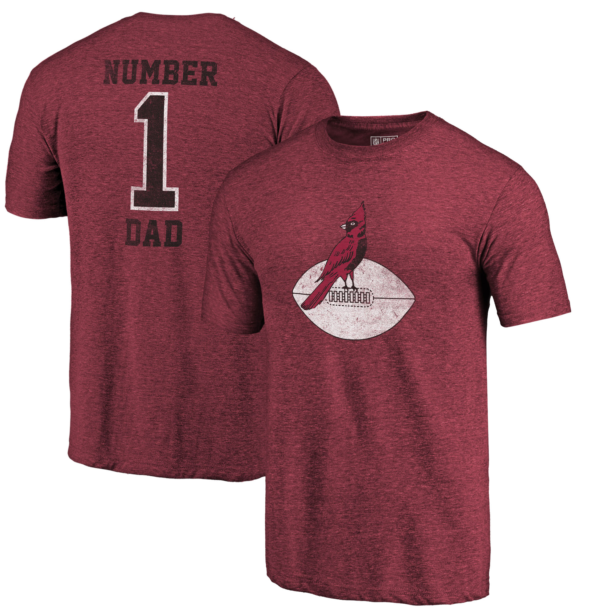Arizona Cardinals NFL Pro Line by Fanatics Branded Garnet Greatest Dad Retro Tri-Blend T-Shirt