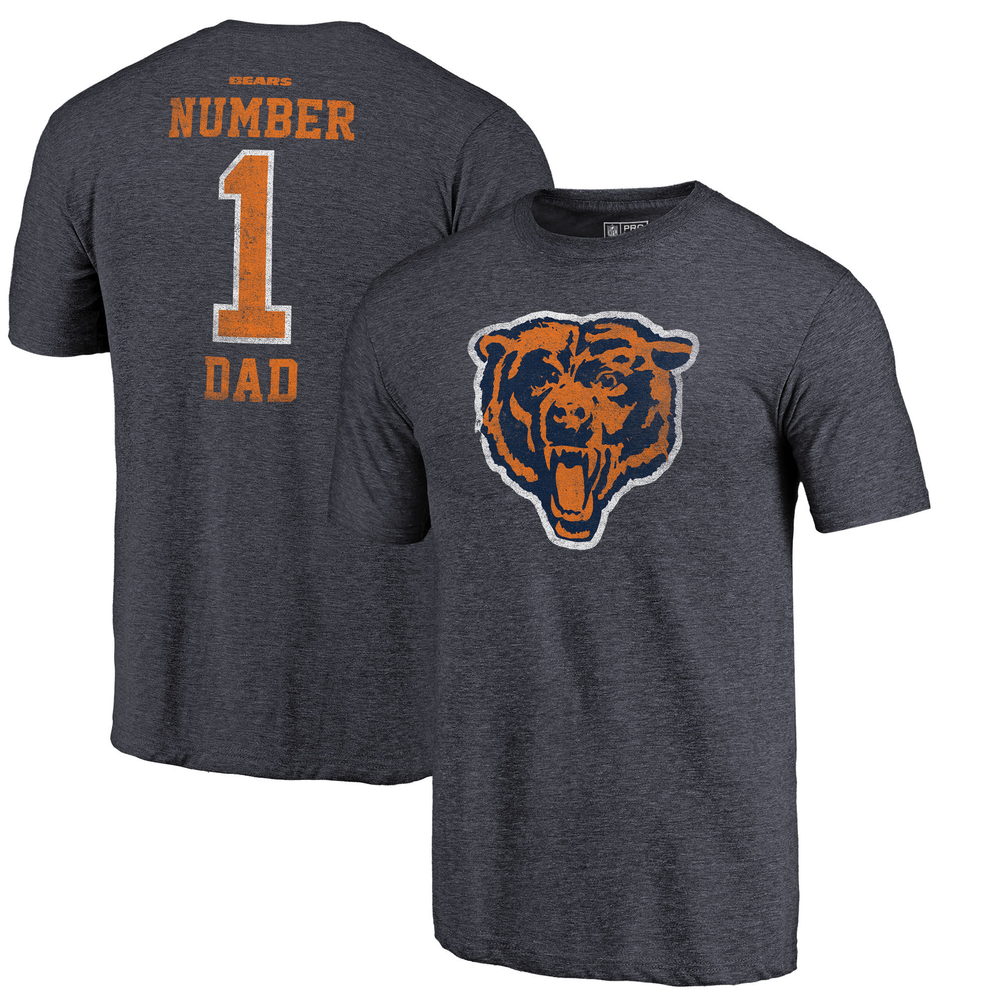 Chicago Bears NFL Pro Line by Fanatics Branded Navy Greatest Dad Retro Tri-Blend T-Shirt