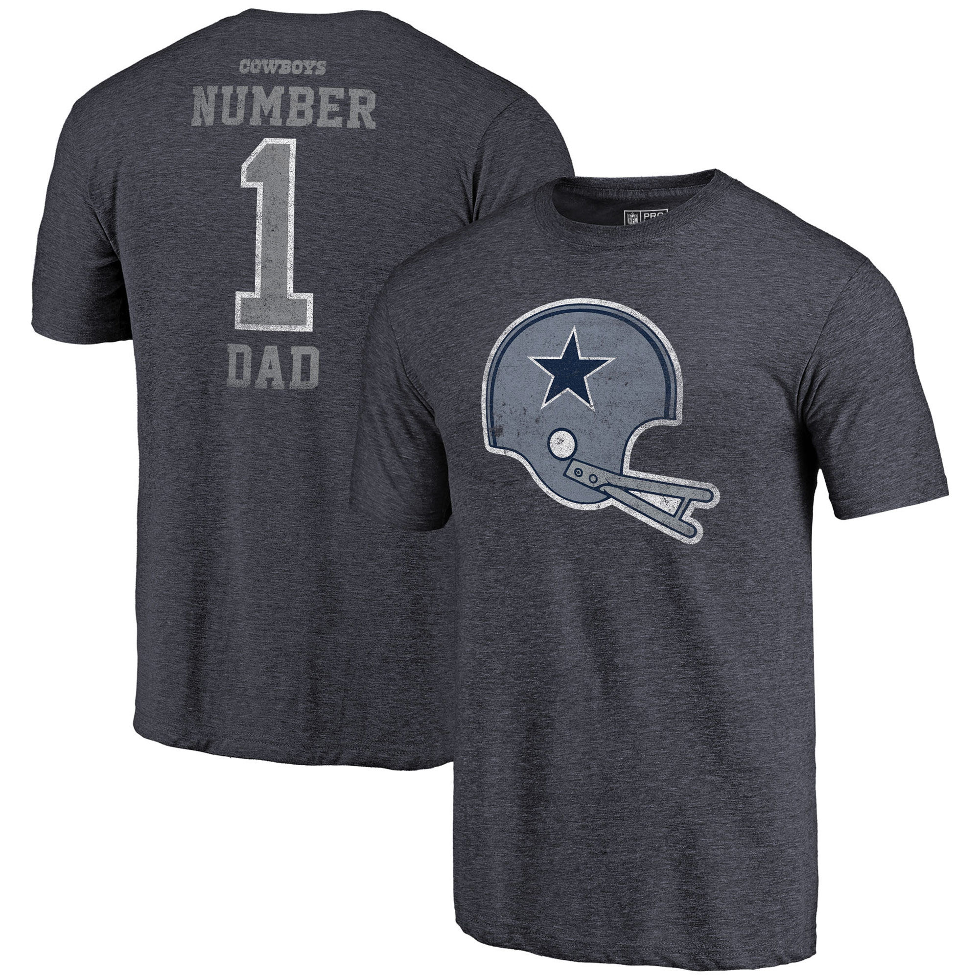 Dallas Cowboys NFL Pro Line by Fanatics Branded Navy Greatest Dad Retro Tri-Blend T-Shirt