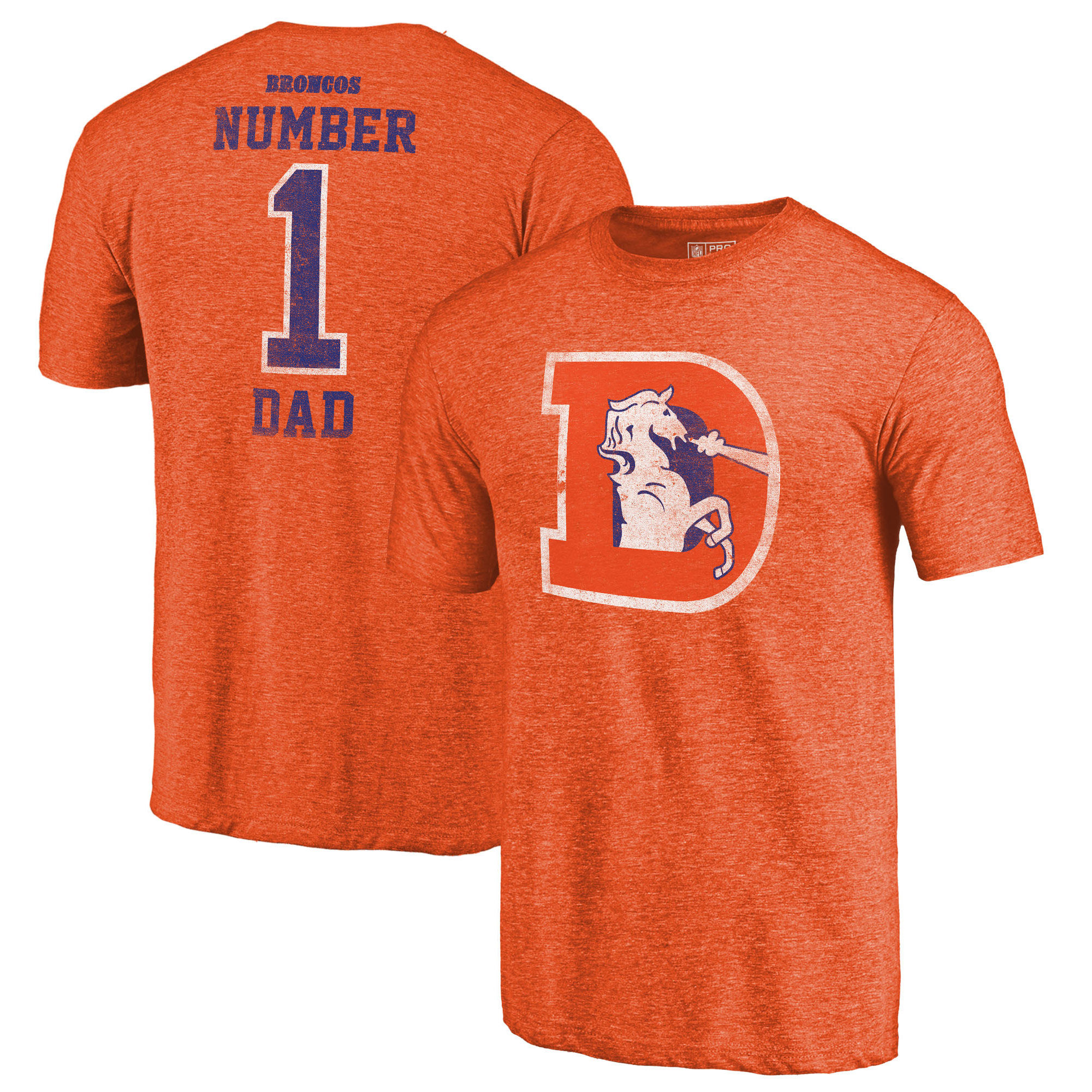 Denver Broncos NFL Pro Line by Fanatics Branded Orange Greatest Dad Retro Tri-Blend T-Shirt