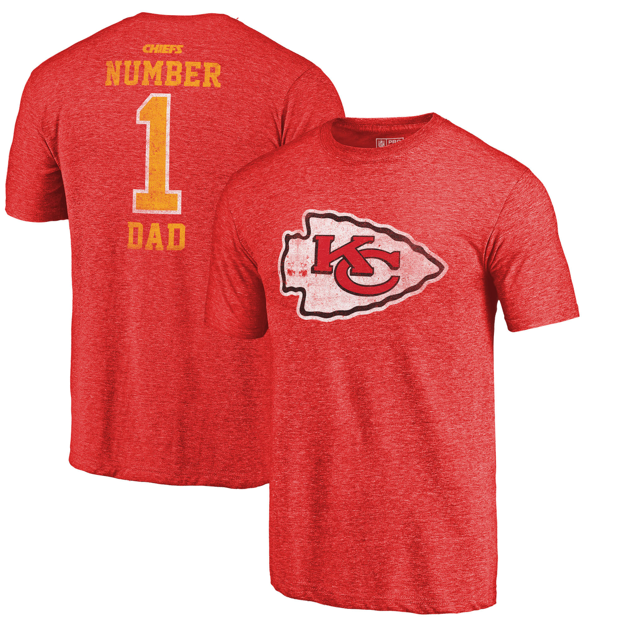 Kansas City Chiefs NFL Pro Line by Fanatics Branded Red Greatest Dad Retro Tri-Blend T-Shirt