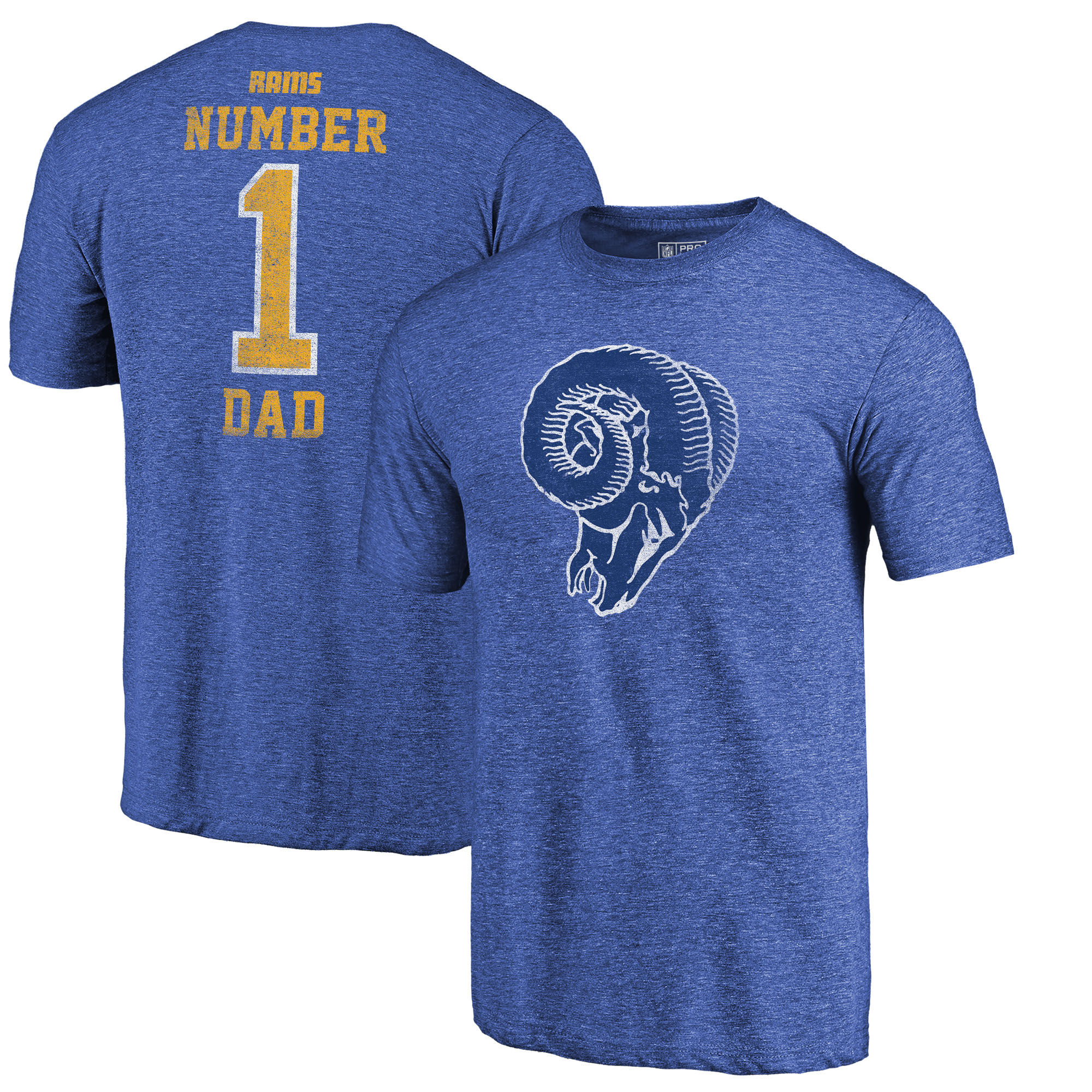 Los Angeles Rams NFL Pro Line by Fanatics Branded Royal Greatest Dad Retro Tri-Blend T-Shirt