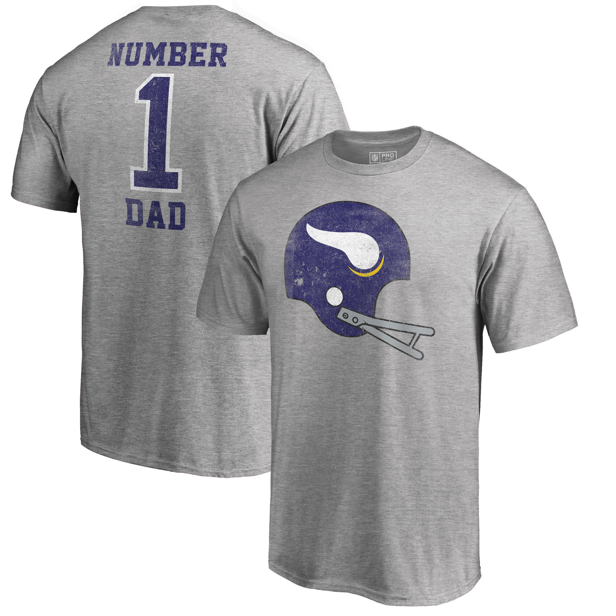 Minnesota Vikings NFL Pro Line by Fanatics Branded Heathered Gray Big and Tall Greatest Dad Retro Tri-Blend T-Shirt