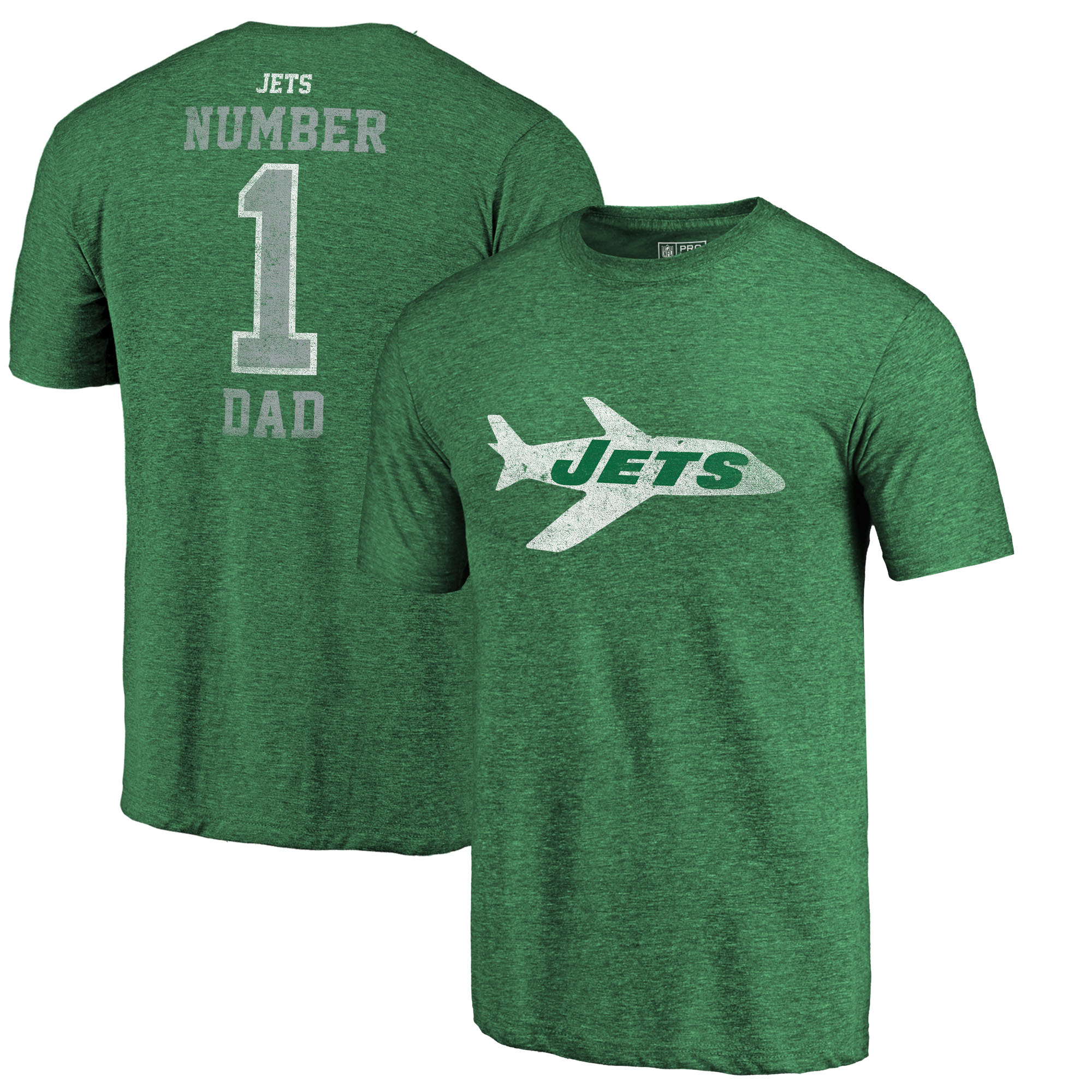 New York Jets NFL Pro Line by Fanatics Branded Green Greatest Dad Retro Tri-Blend T-Shirt - Click Image to Close