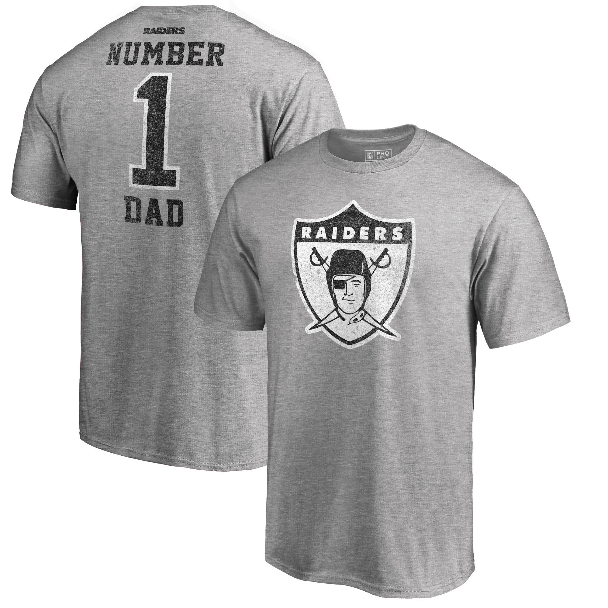 Oakland Raiders NFL Pro Line by Fanatics Branded Heathered Gray Big and Tall Greatest Dad Retro Tri-Blend T-Shirt