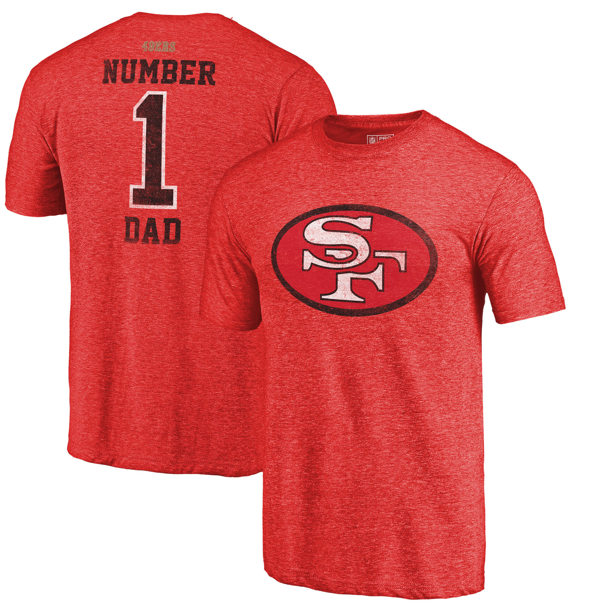 San Francisco 49ers NFL Pro Line by Fanatics Branded Red Greatest Dad Retro Tri-Blend T-Shirt