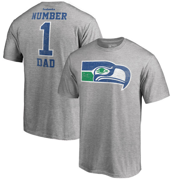 Seattle Seahawks NFL Pro Line by Fanatics Branded Heathered Gray Big and Tall Greatest Dad Retro Tri-Blend T-Shirt