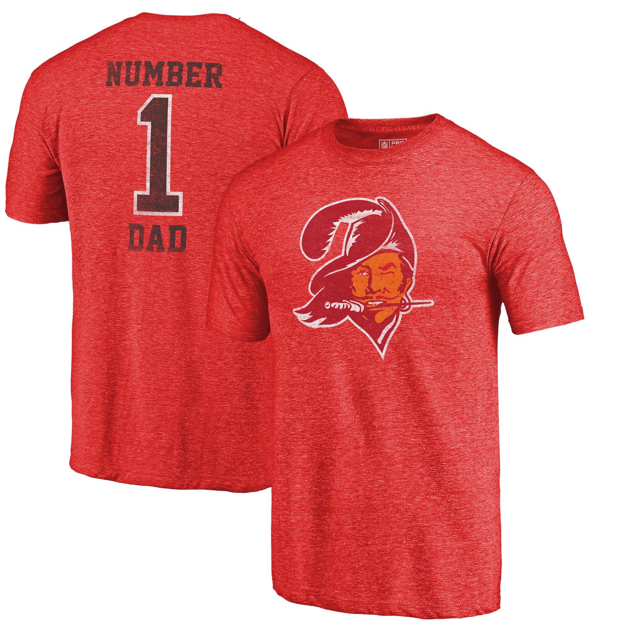 Tampa Bay Buccaneers NFL Pro Line by Fanatics Branded Red Greatest Dad Retro Tri-Blend T-Shirt - Click Image to Close