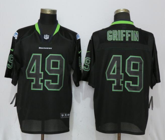 Nike Seahawks 49 Shaquill Griffin Black Lights Out Elite Jersey