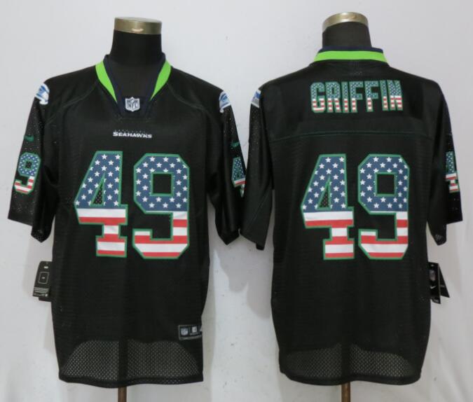 Nike Seahawks 49 Shaquill Griffin Black USA Flag Fashion Elite Jersey