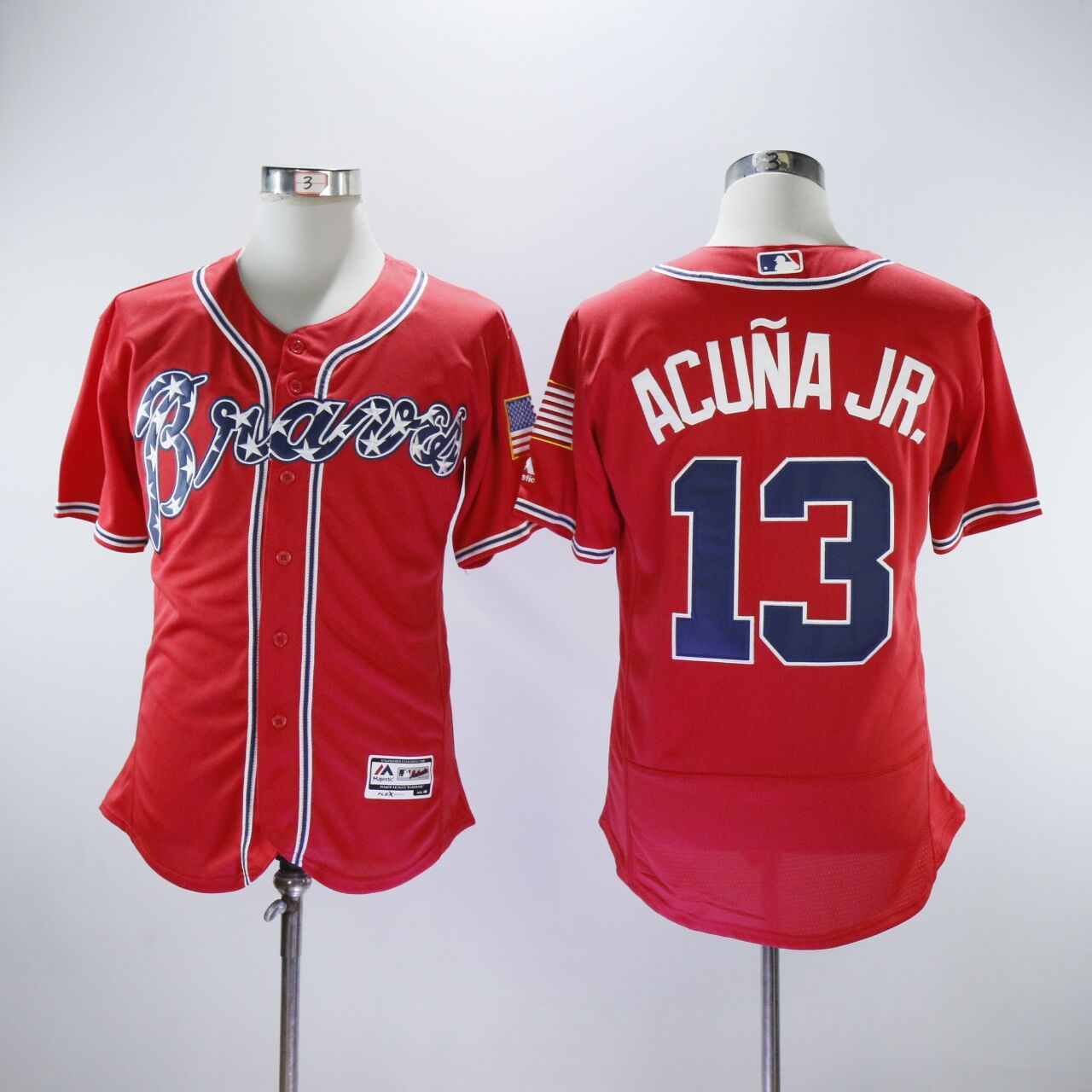 Braves 13 Ronald Acuna Jr. Red Flexbase Jersey - Click Image to Close