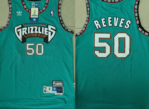 Grizzlies 50 Bryant Reeves Teal Hardwood Classics Jersey