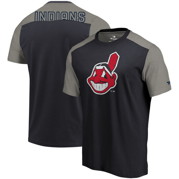 Cleveland Indians Fanatics Branded Big & Tall Iconic T-Shirt Navy & Gray