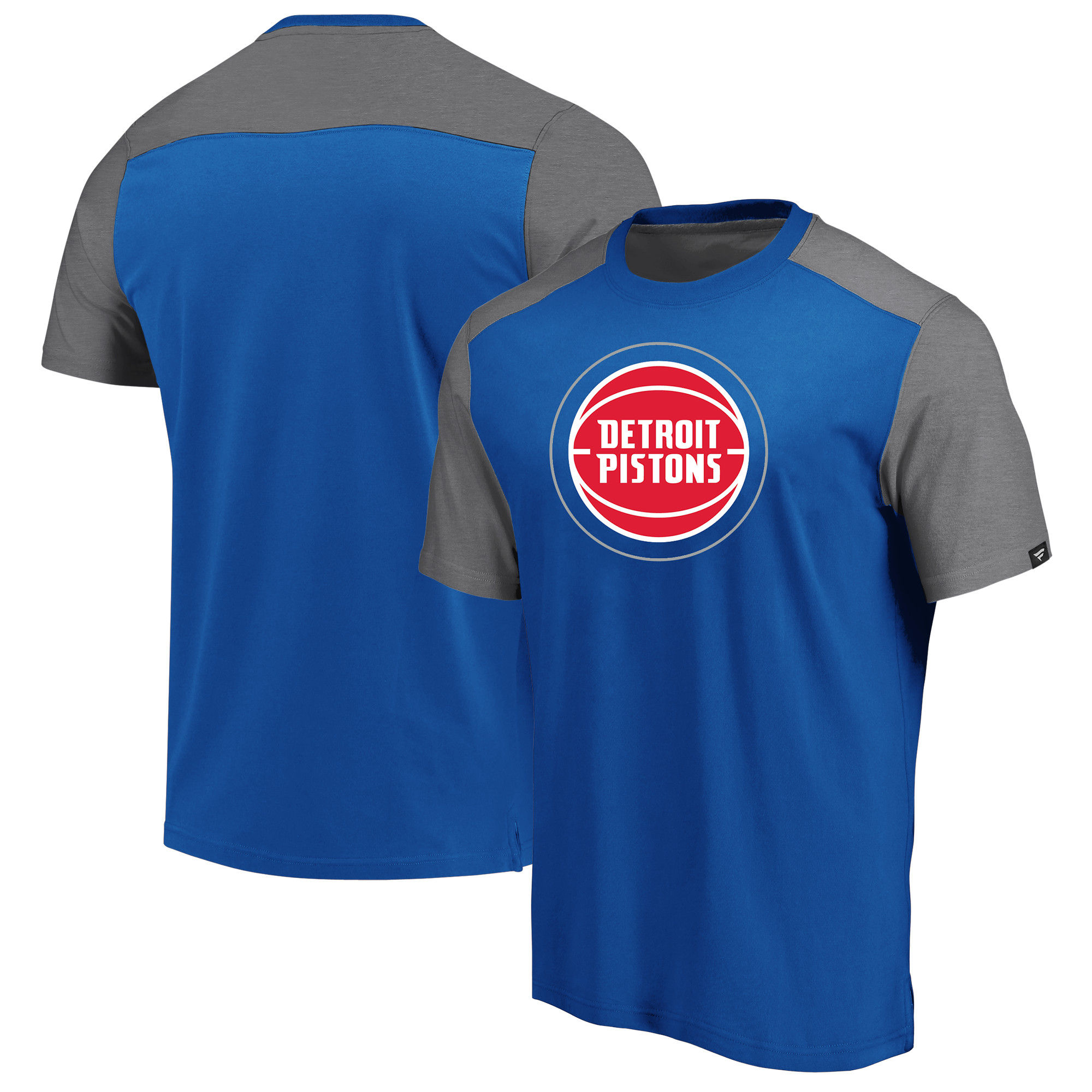 Detroit Pistons Fanatics Branded Iconic Blocked T-Shirt Gray - Click Image to Close