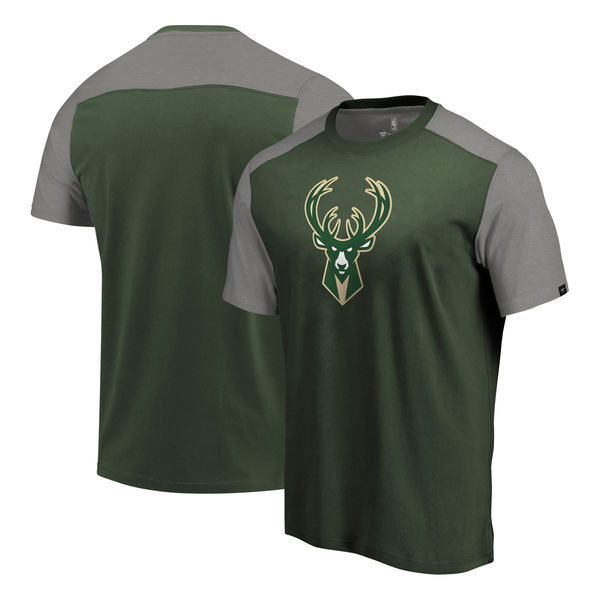 Milwaukee Bucks Fanatics Branded Iconic Blocked T-Shirt Hunter Green