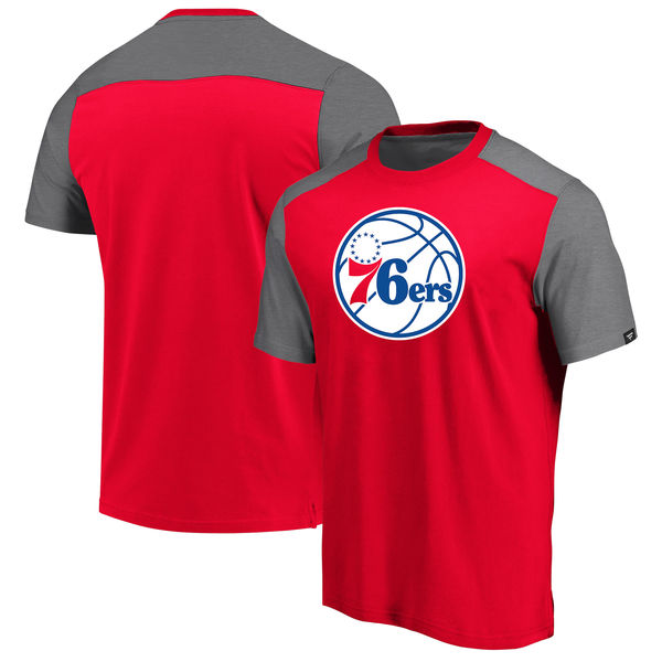 Philadelphia 76ers Fanatics Branded Iconic Blocked T-Shirt Red