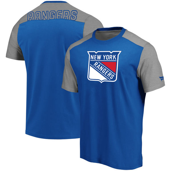 New York Rangers Fanatics Branded Iconic Blocked T-Shirt Royal - Click Image to Close