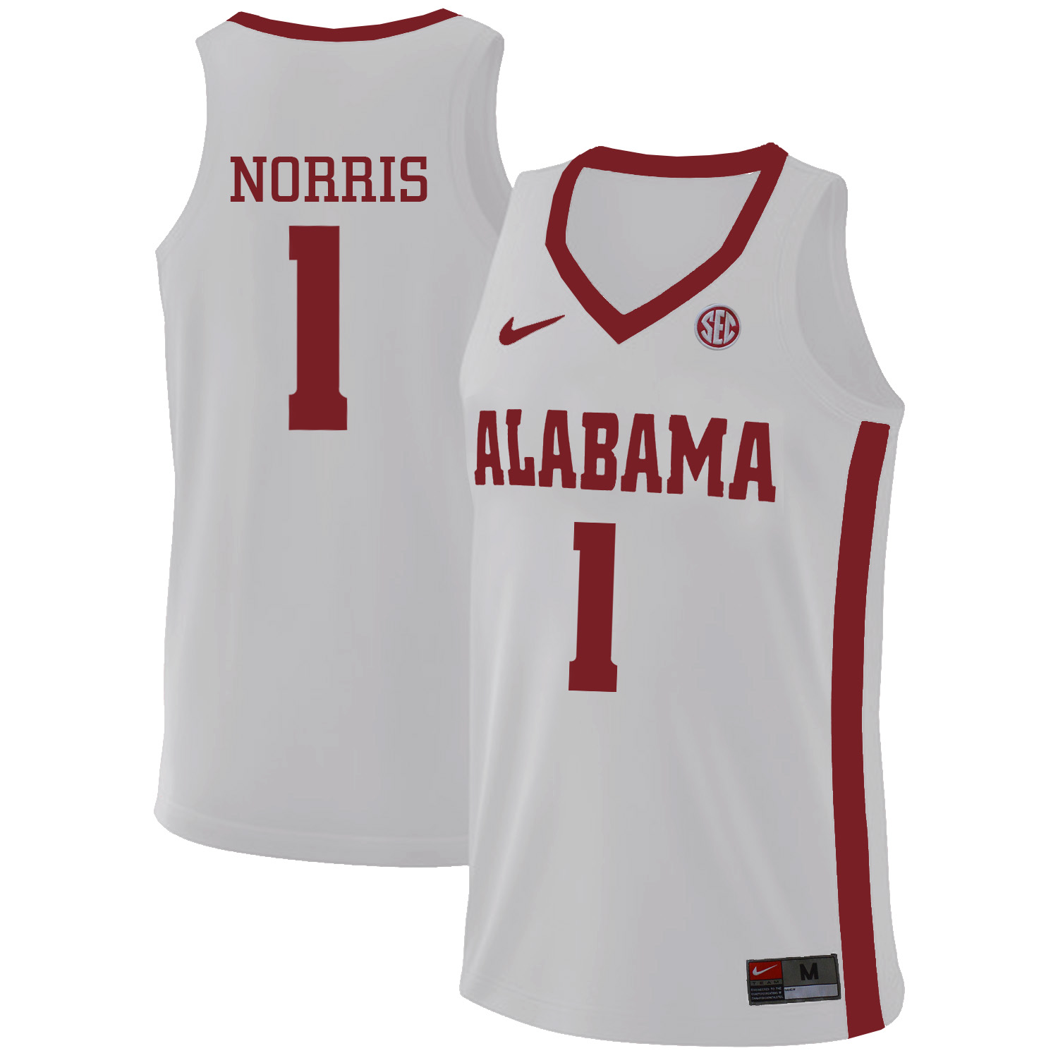 Alabama Crimson Tide 1 Riley Norris White College Basketball Jersey