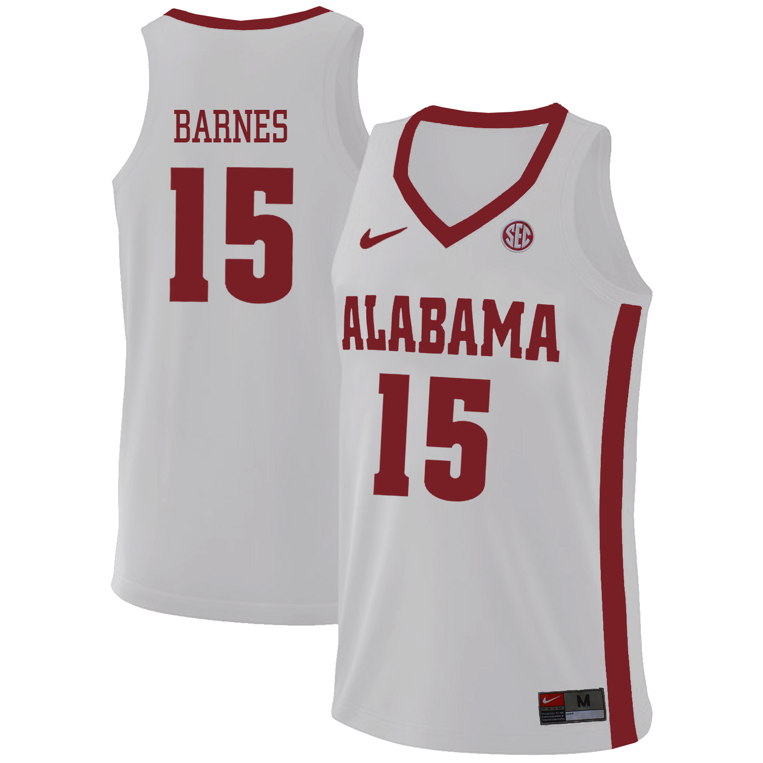 Alabama Crimson Tide 15 Tyler Barnes White College Basketball Jersey