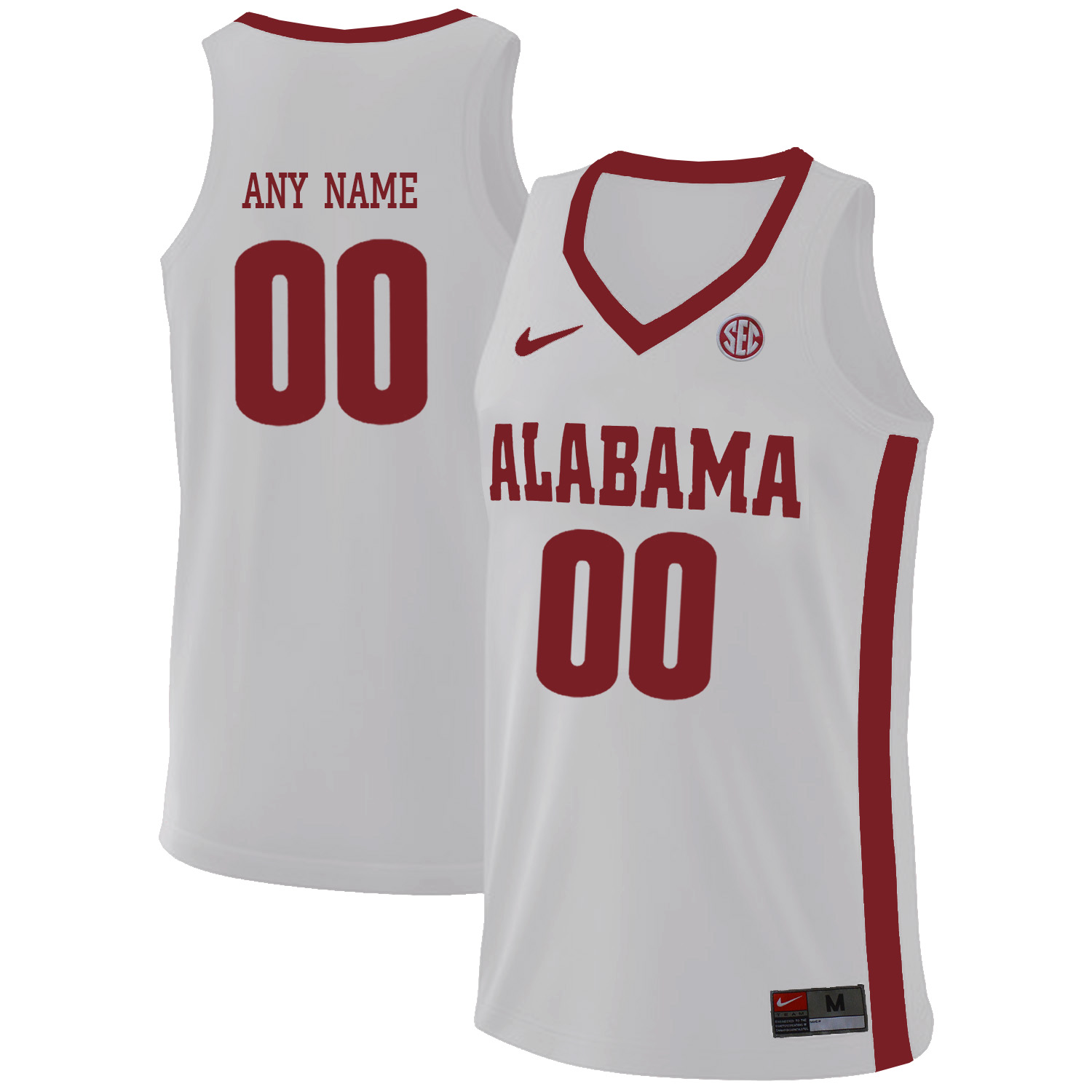 Alabama Crimson Tide White Men's Customized College Basketball Jersey