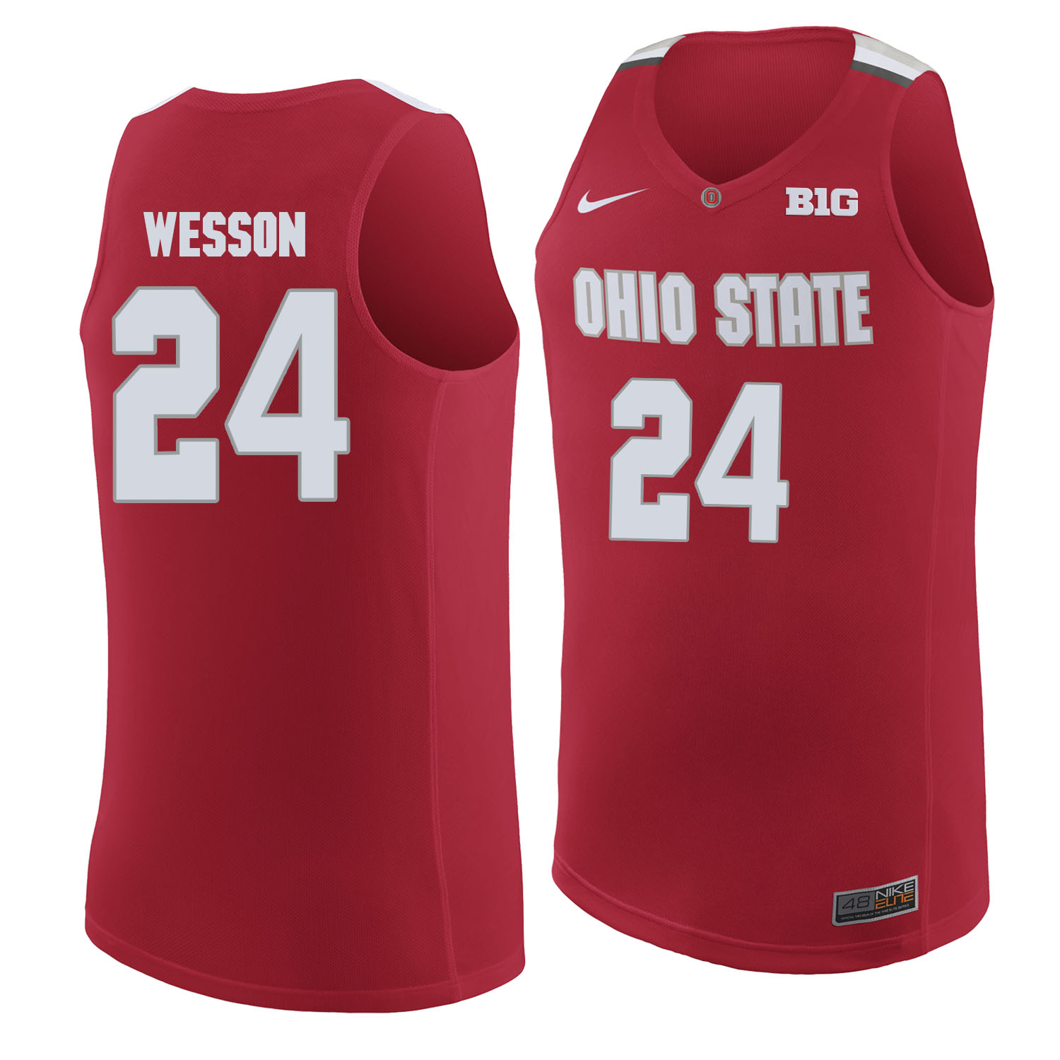 Ohio State Buckeyes 24 Andre Wesson Red College Basketball Jersey
