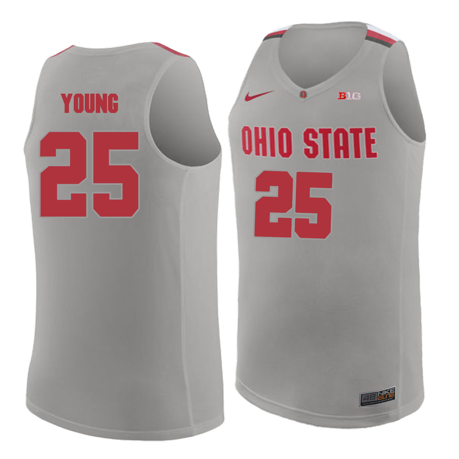 Ohio State Buckeyes 25 Kyle Young Gray College Basketball Jersey