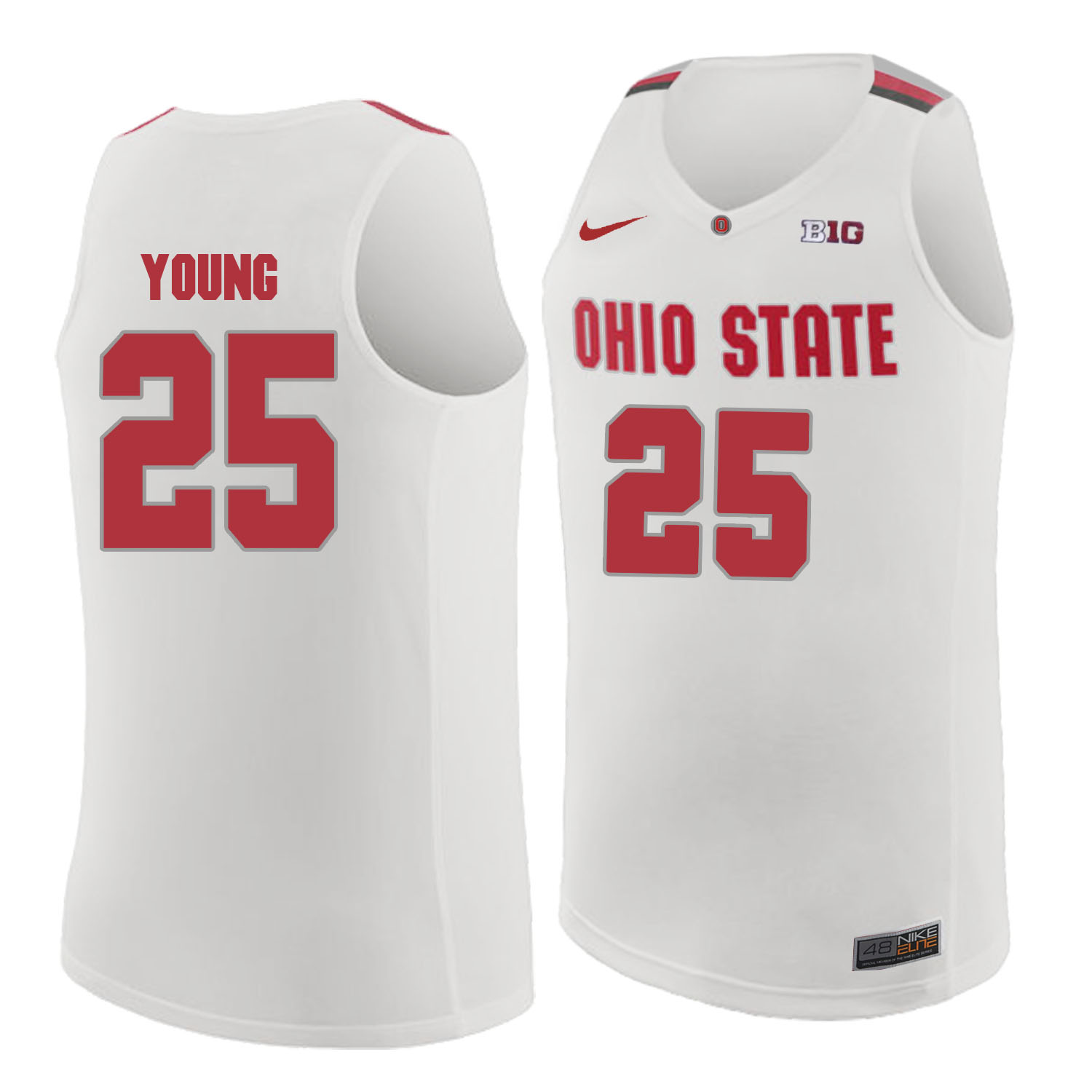 Ohio State Buckeyes 25 Kyle Young White College Basketball Jersey - Click Image to Close
