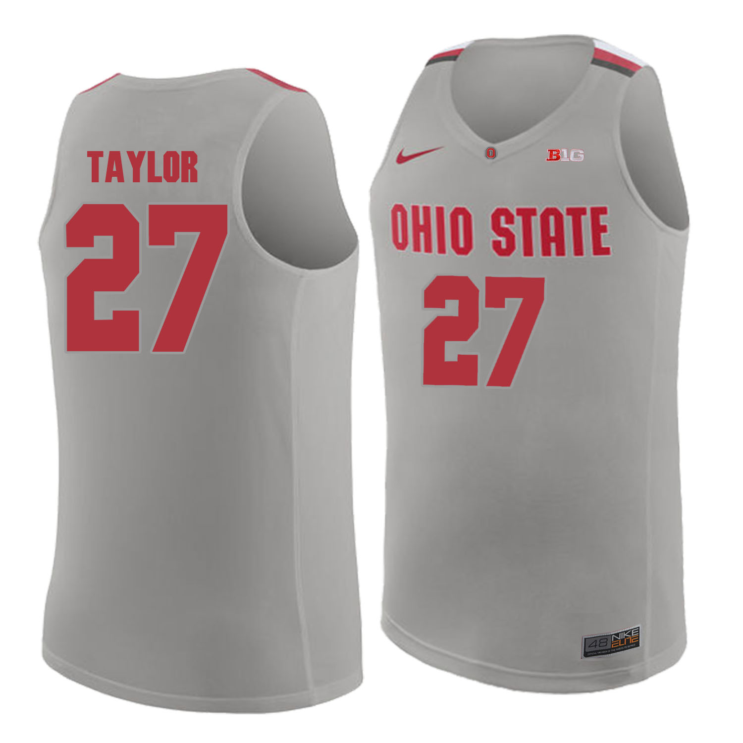 Ohio State Buckeyes 27 Fred Taylor Gray College Basketball Jersey