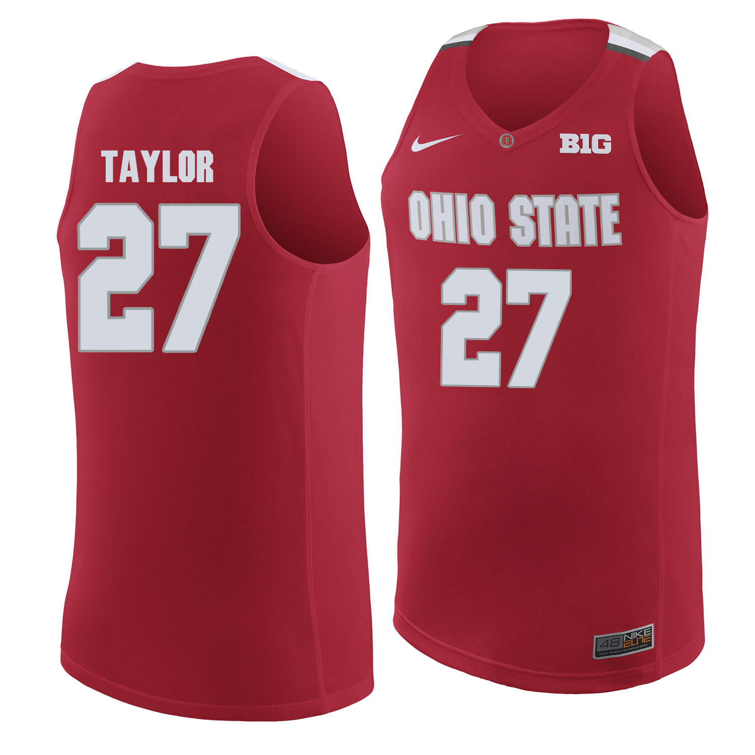 Ohio State Buckeyes 27 Fred Taylor Red College Basketball Jersey - Click Image to Close