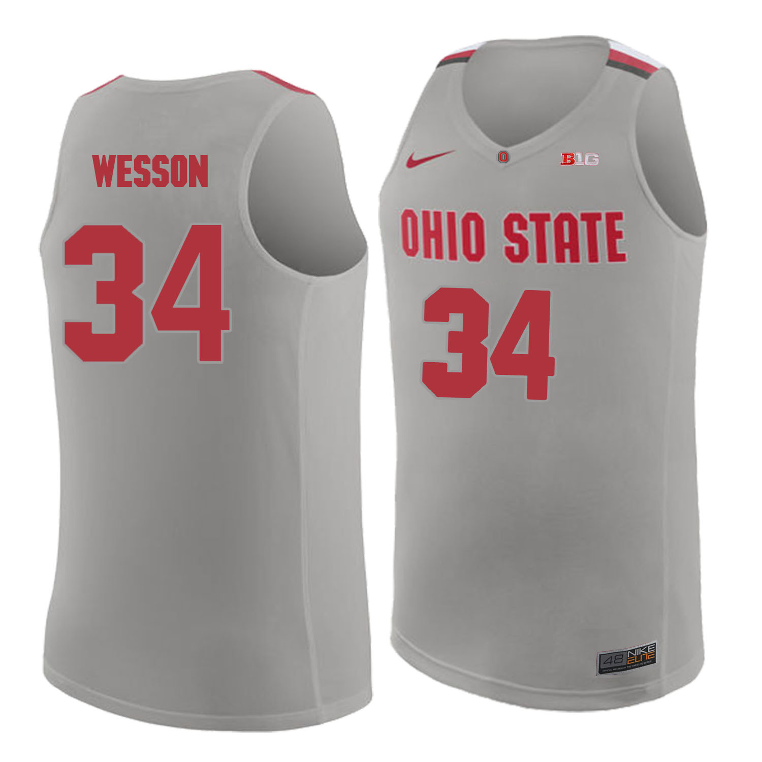 Ohio State Buckeyes 34 Kaleb Wesson Gray College Basketball Jersey - Click Image to Close