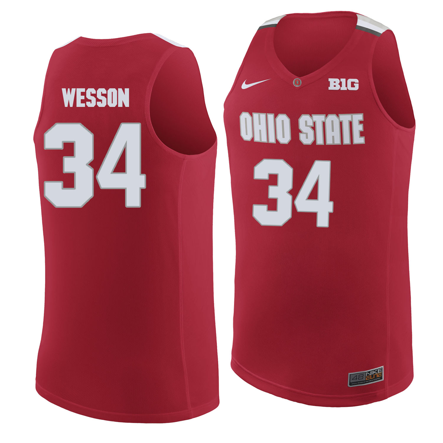 Ohio State Buckeyes 34 Kaleb Wesson Red College Basketball Jersey - Click Image to Close
