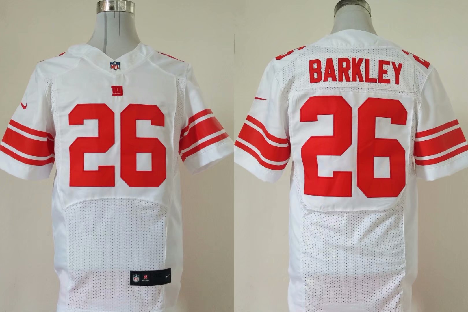 Nike Giants 26 Saquon Barkley White Elite Jersey - Click Image to Close