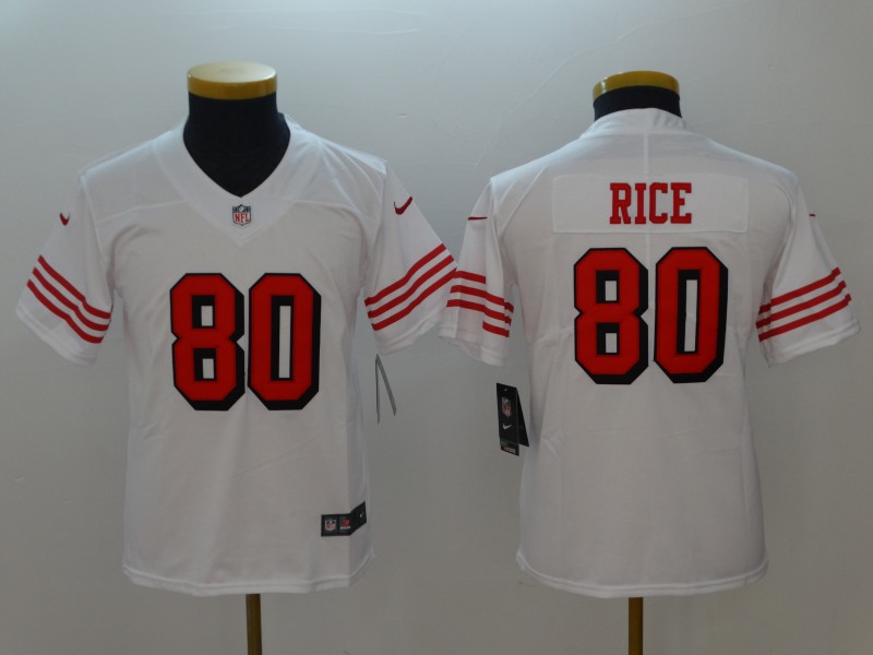 Nike 49ers 80 Jerry Rice White Youth Color Rush Vapor Untouchable Limited Jersey