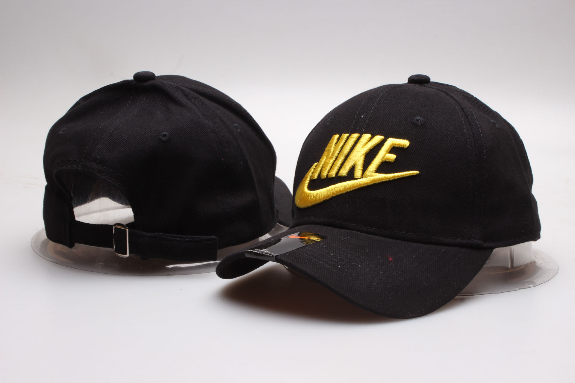 Nike Gold Logo Black Peaked Adjustable Hat YP