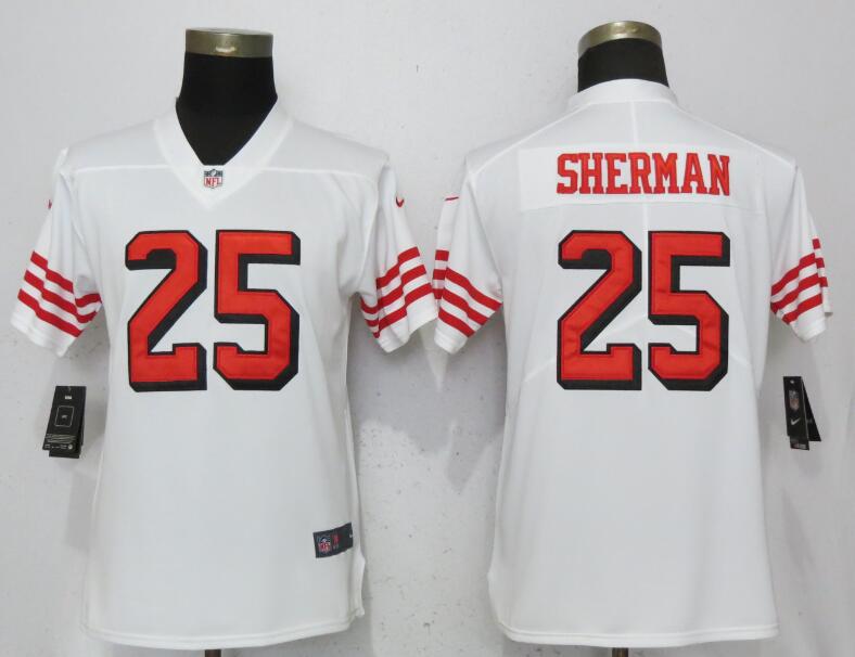 Nike 49ers 25 Richard Sherman White Women Color Rush Vapor Untouchable Limited Jersey - Click Image to Close
