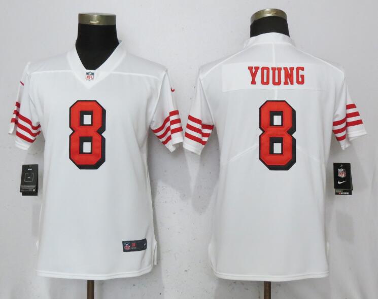 Nike 49ers 8 Steve Young White Women Color Rush Vapor Untouchable Limited Jersey