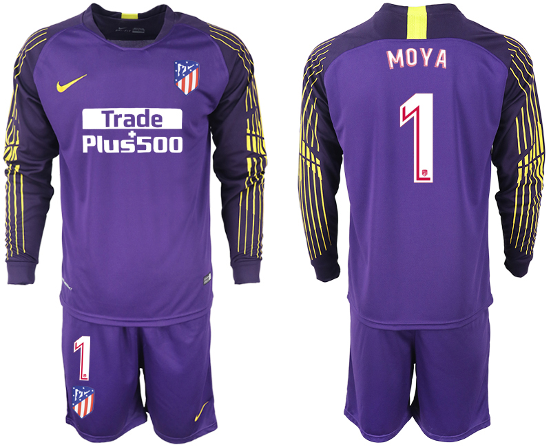 2018-19 Atletico Madrid 1 MOYA Purple Goalkeeper Long Sleeve Soccer Jersey