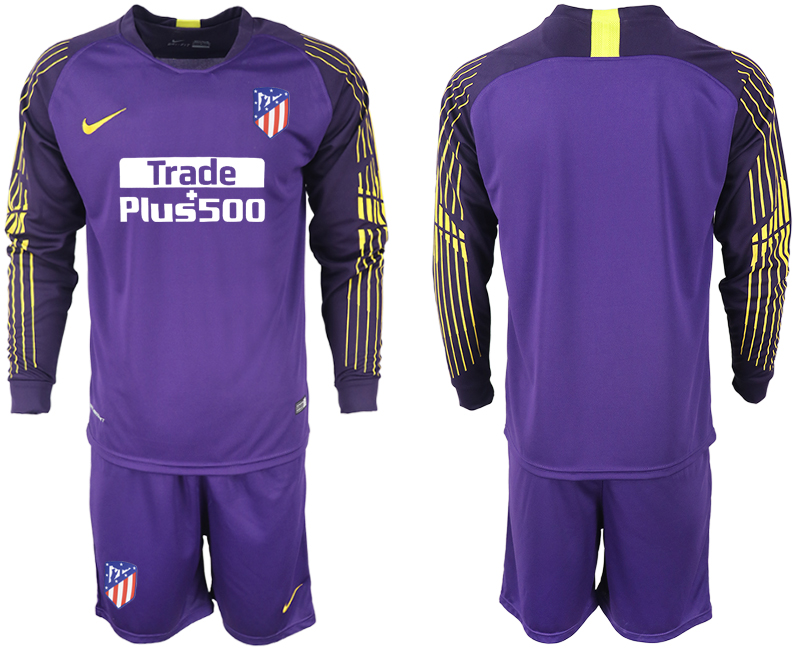 2018-19 Atletico Madrid Purple Goalkeeper Long Sleeve Soccer Jersey