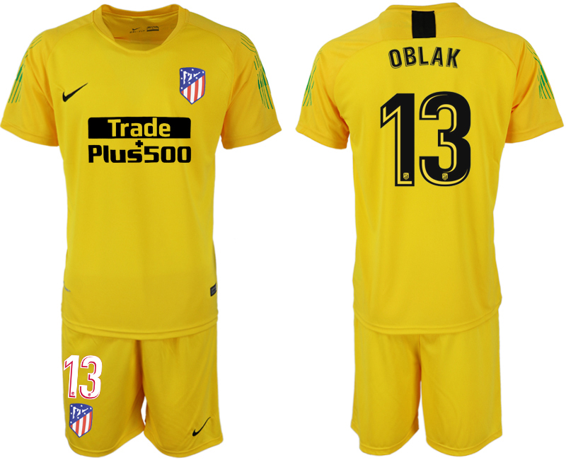 2018-19 Atletico Madrid 13 OBLAK Yellow Goalkeeper Soccer Jersey