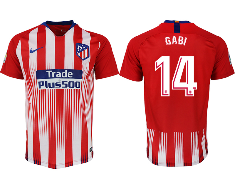 2018-19 Atletico Madrid 14 GABI Home Thailand Soccer Jersey - Click Image to Close