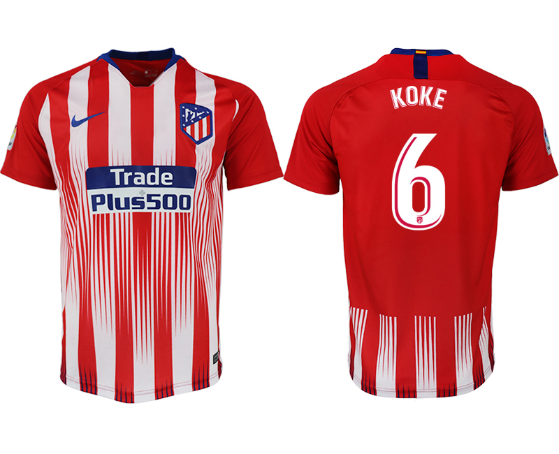 2018-19 Atletico Madrid 6 KOKE Home Thailand Soccer Jersey - Click Image to Close