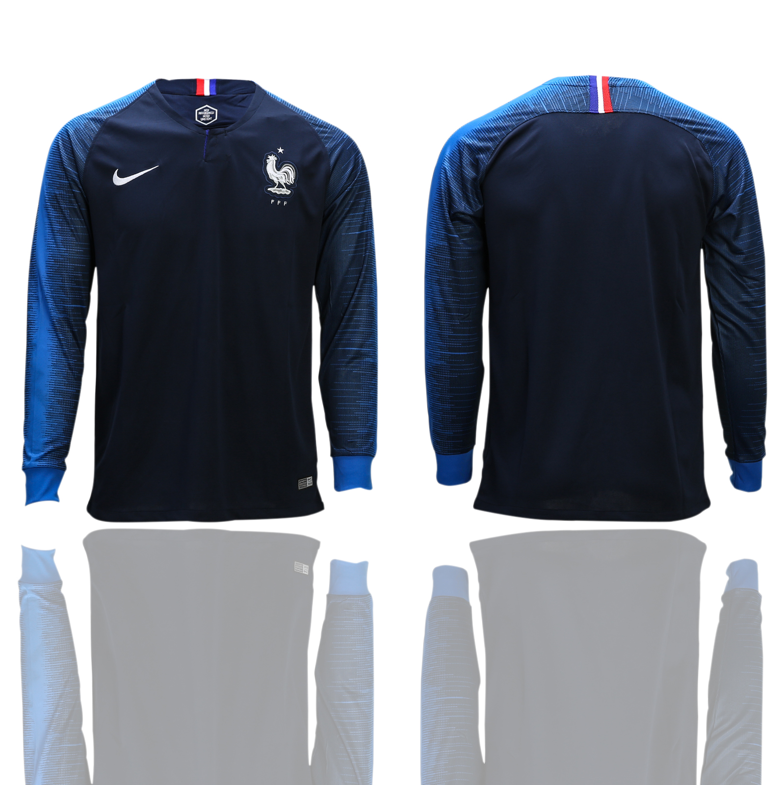 France Home 2018 FIFA World Cup Long Sleeve Thailand Soccer Jersey - Click Image to Close