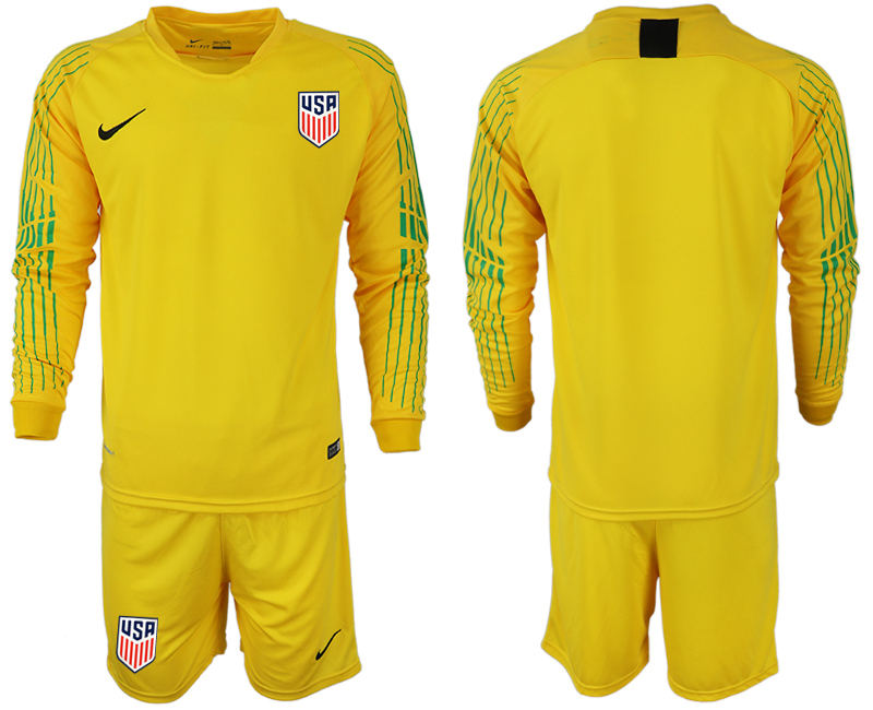 2018-19 USA Yellow Goalkeeper Long Sleeve Soccer Jersey