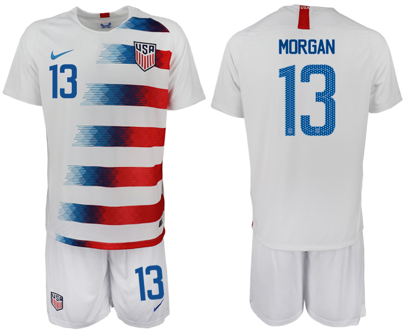 2018-19 USA 13 MORGAN Home Soccer Jersey - Click Image to Close