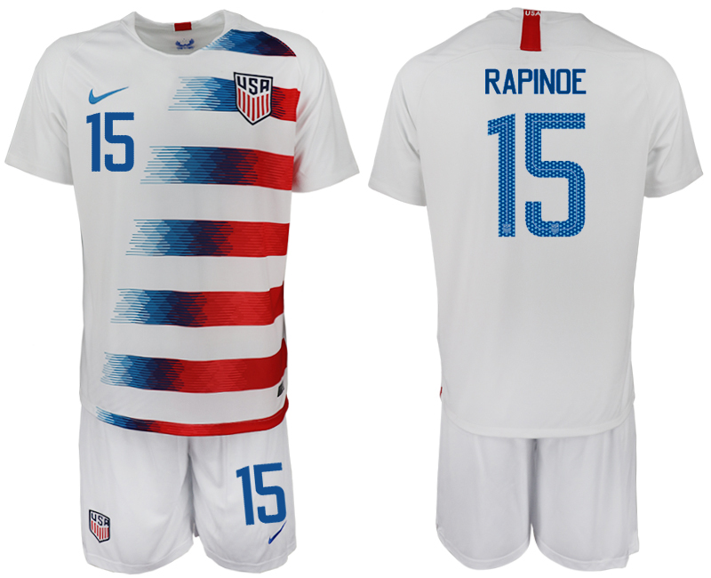 2018-19 USA 15 RAPINOE Home Soccer Jersey