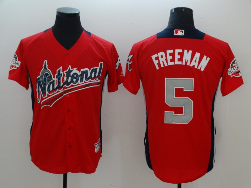 National League 5 Freddie Freeman Red 2018 MLB All-Star Game Home Run Derby Jersey
