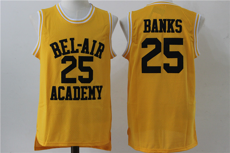 Bel-Air Academy 25 Carlton Banks Yellow Stitched Movie Jersey